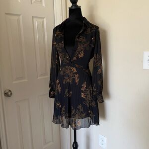 Zara Black and Brown Long Sleeve Sundress